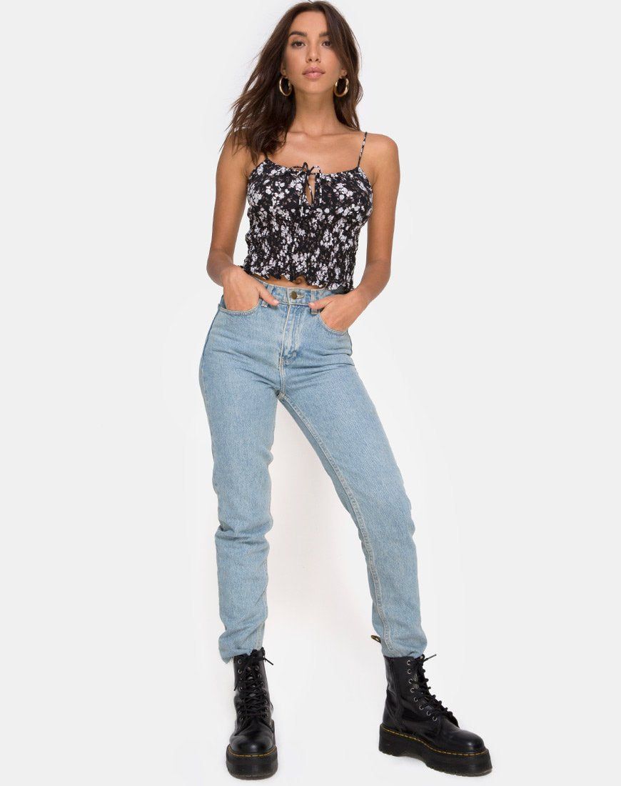 Gemala Top in Dark Wild Flower sold by Motel Rocks product image thumbnail 3