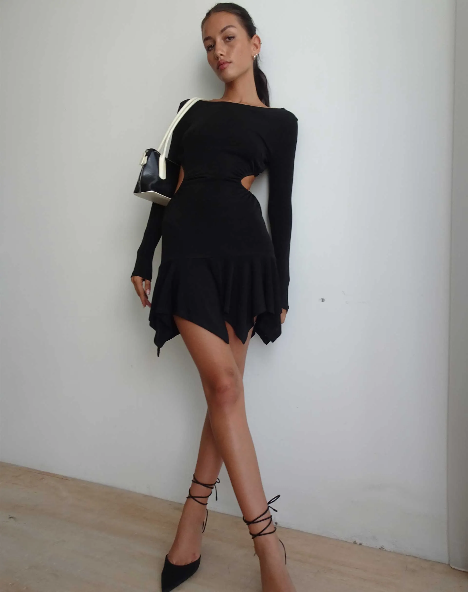 Cordelia Long Sleeve Cut Out Mini Dress in Black sold by Motel Rocks product image thumbnail 2