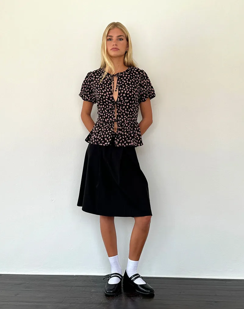 Ajasi Blouse in Red Rose Ditsy Black sold by Motel Rocks product image thumbnail 3