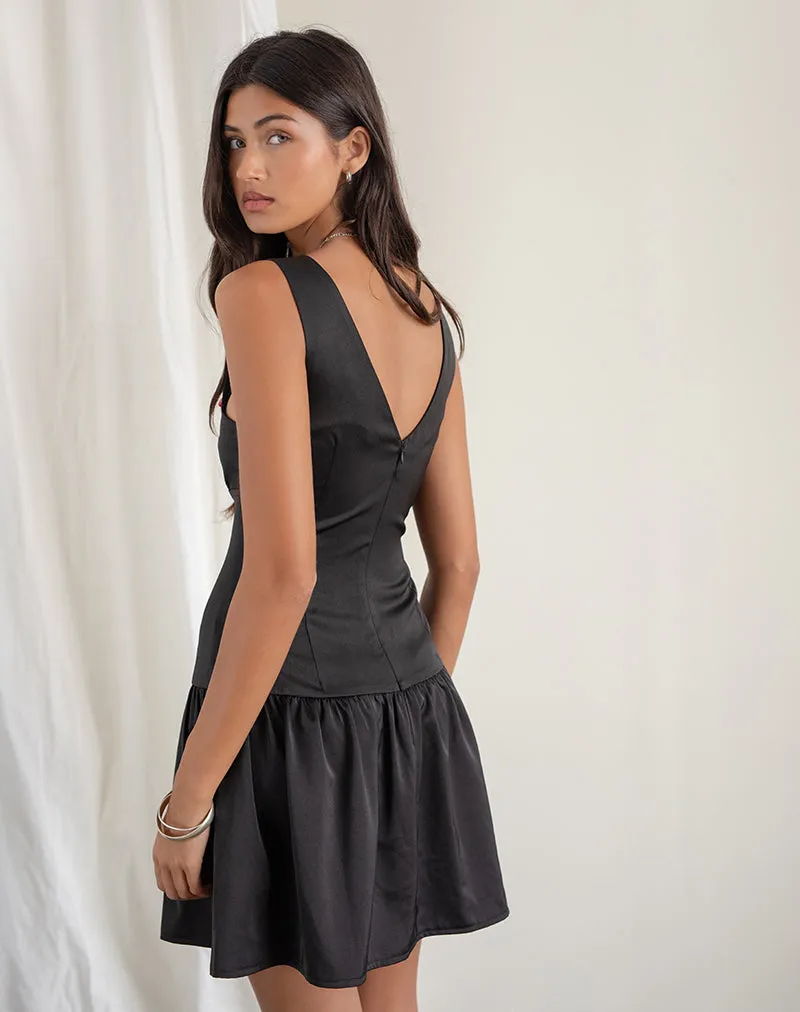 Distia Plunge Puff Mini Dress in Black sold by Motel Rocks product image thumbnail 3
