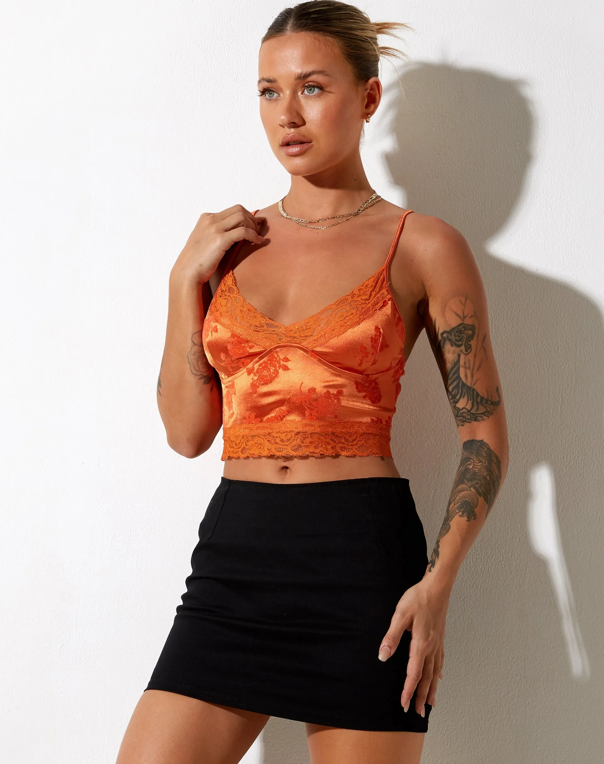 Dyrana Crop Top in Rose Flock Tangerine sold by Motel Rocks product image thumbnail 4