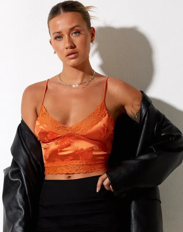 Dyrana Crop Top in Rose Flock Tangerine sold by Motel Rocks