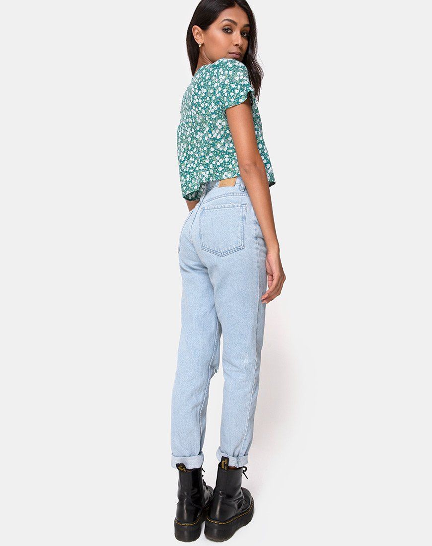 Vaco Blouse in Floral Field Green sold by Motel Rocks product image thumbnail 4