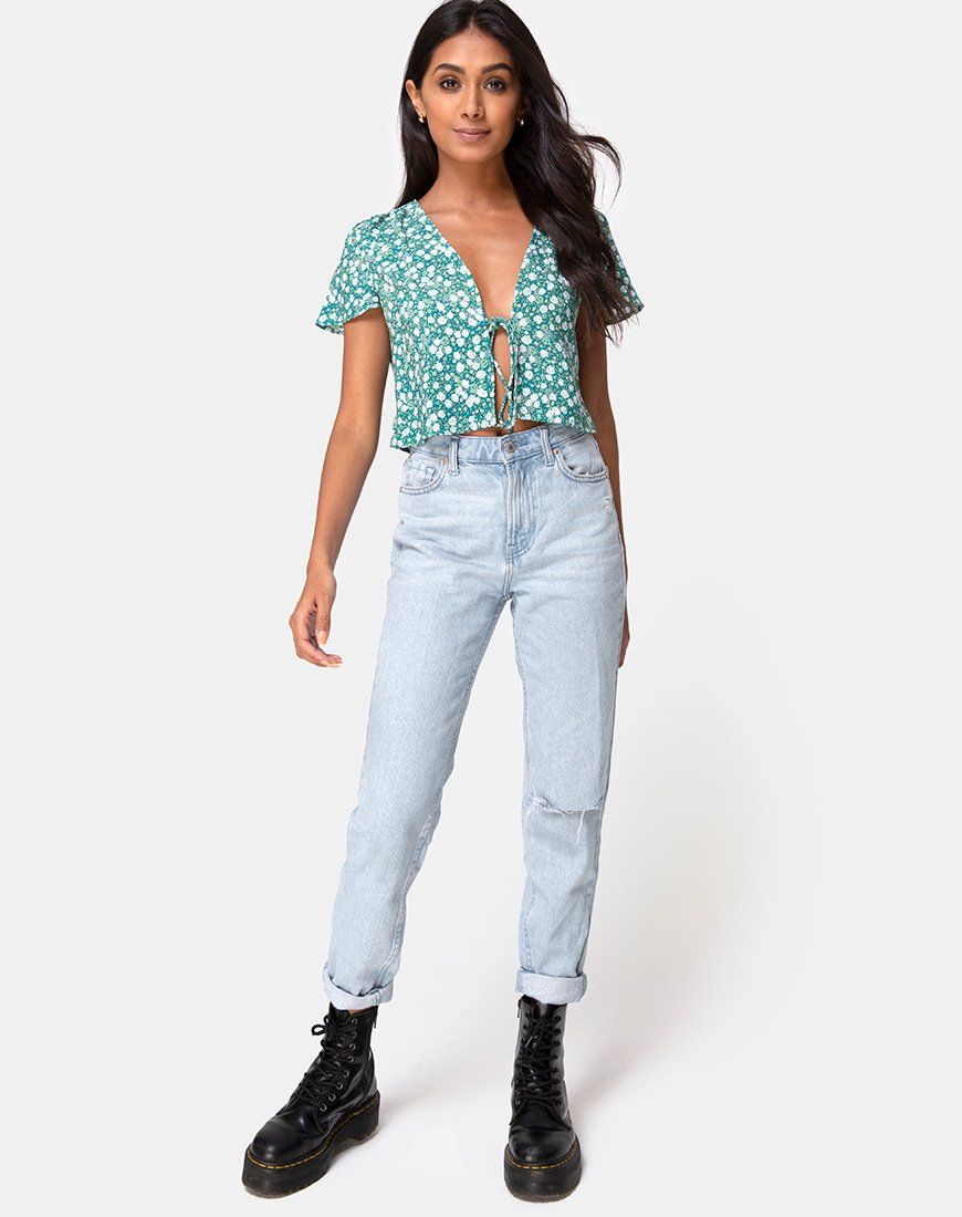 Vaco Blouse in Floral Field Green sold by Motel Rocks product image thumbnail 3