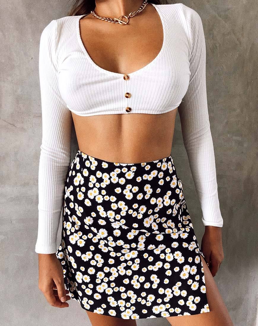 Sheny Mini Skirt in Mini Daisy Black sold by Motel Rocks product image thumbnail 2