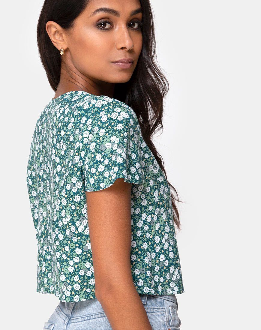 Vaco Blouse in Floral Field Green sold by Motel Rocks product image thumbnail 2