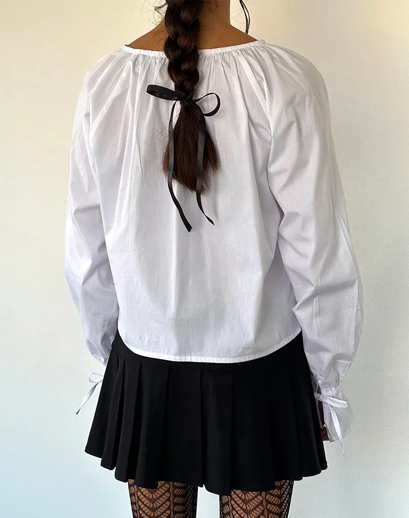 Bulila Tie Sleeve Blouse in White Poplin sold by Motel Rocks product image thumbnail 4