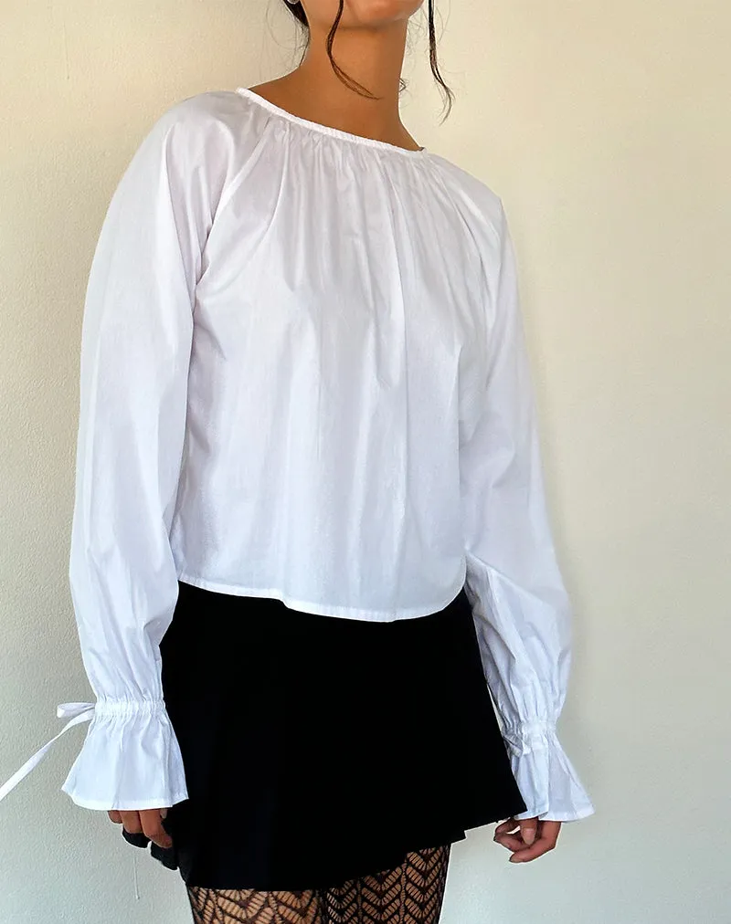 Bulila Tie Sleeve Blouse in White Poplin sold by Motel Rocks product image thumbnail 2