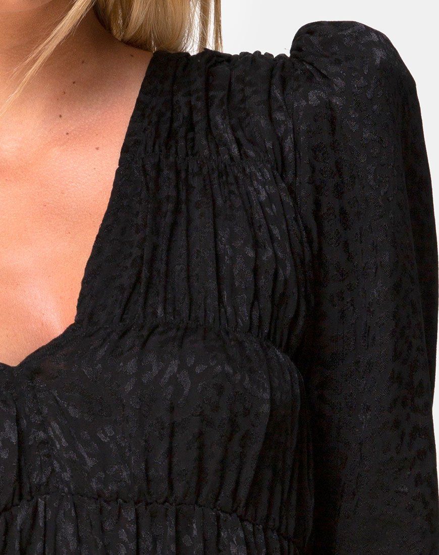 Risana Dress in Satin Cheetah Black sold by Motel Rocks product image thumbnail 5