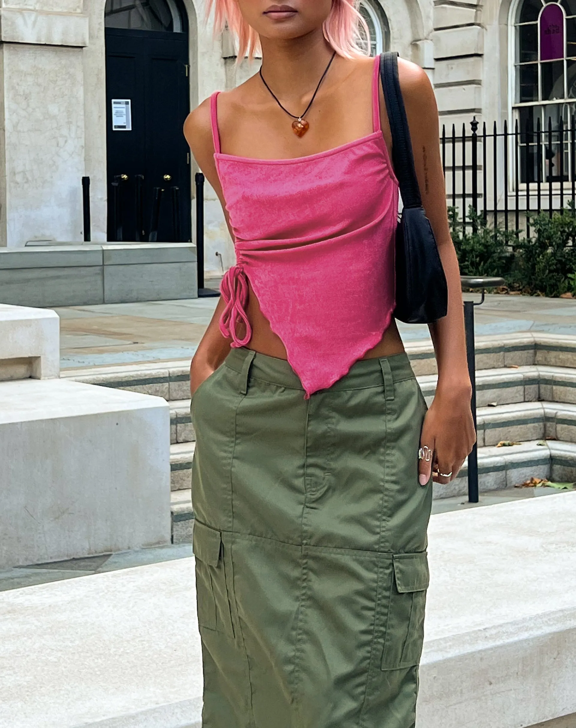 Camity Crop Top in Magenta sold by Motel Rocks