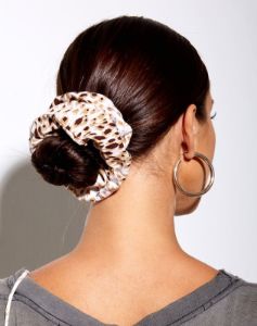 XL Scrunchie in Sand Leopard sold by Motel Rocks