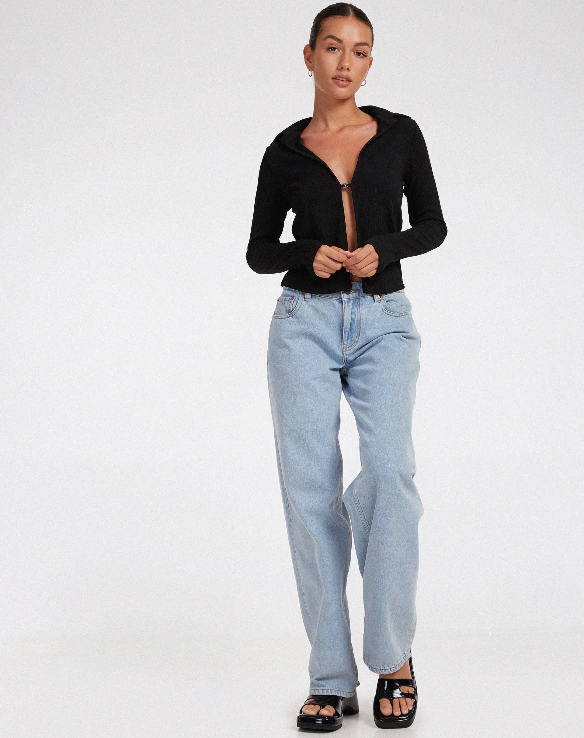 Ruix Long Sleeve Top in Jersey Plise Black sold by Motel Rocks product image thumbnail 4