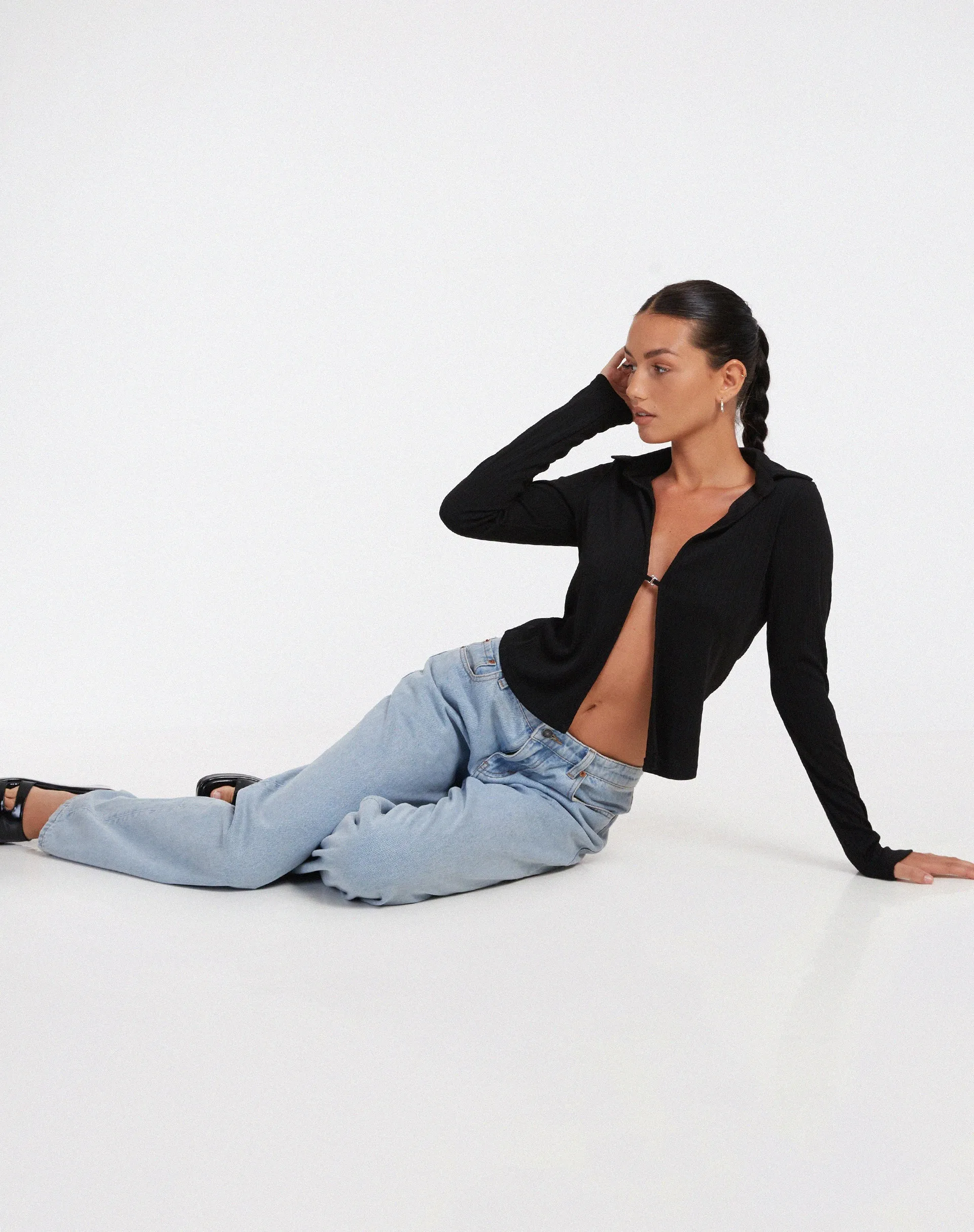 Ruix Long Sleeve Top in Jersey Plise Black sold by Motel Rocks product image thumbnail 3