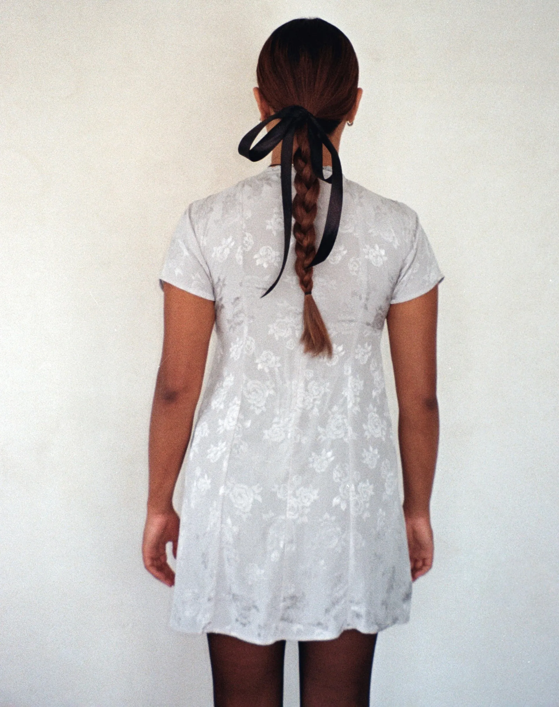 Anjalia Mini Dress in Satin Rose Silver Grey sold by Motel Rocks product image thumbnail 4