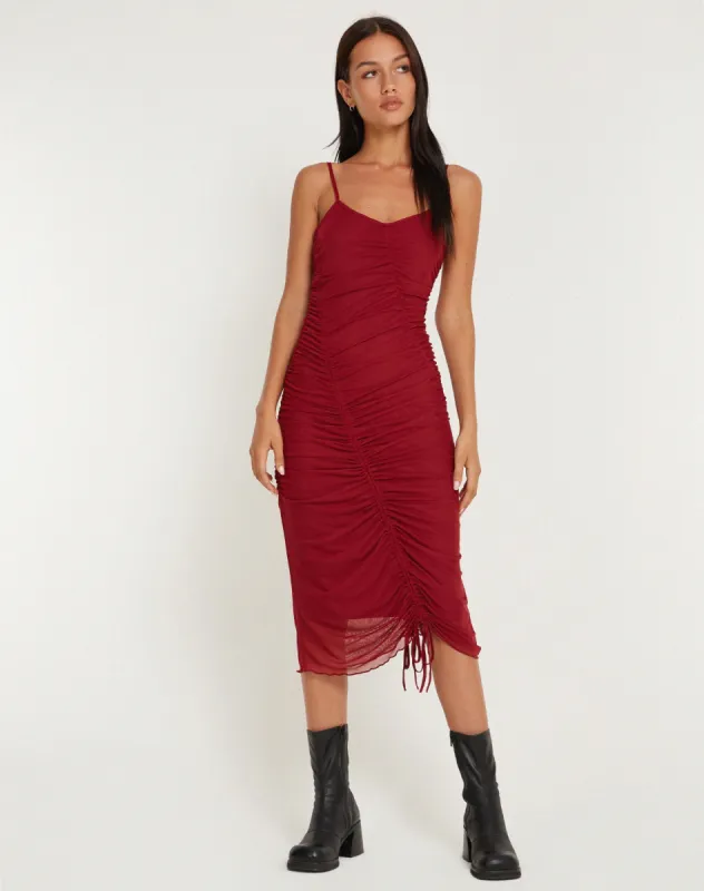 Dulcia Midi Dress in Burgundy sold by Motel Rocks
