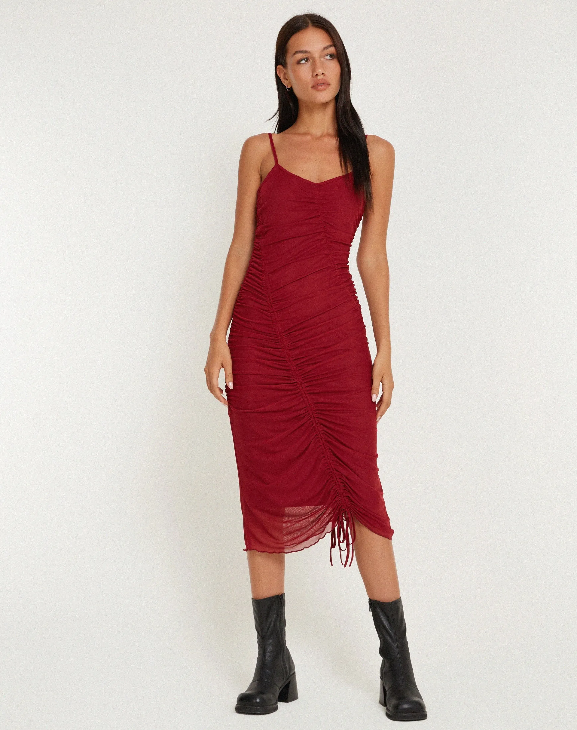 Dulcia Midi Dress in Burgundy sold by Motel Rocks