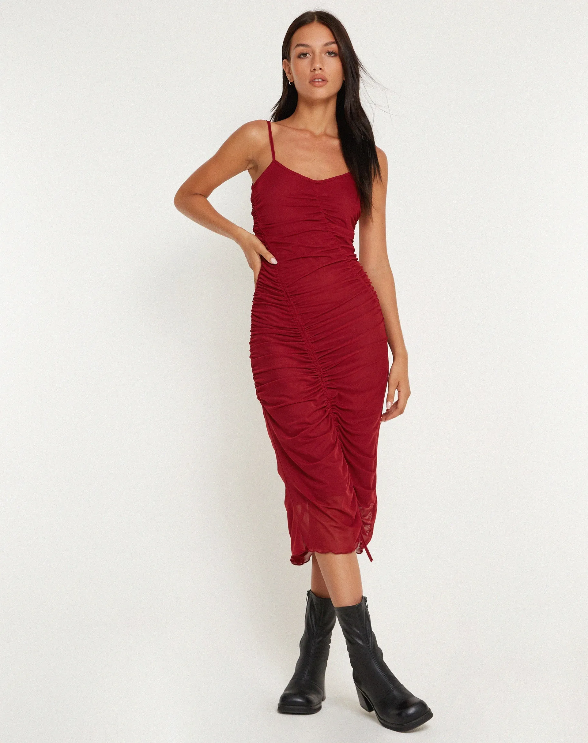 Dulcia Midi Dress in Burgundy sold by Motel Rocks product image thumbnail 5