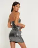 Urban X Motel Ina Mini Skirt in Silver Shimmer sold by Motel Rocks