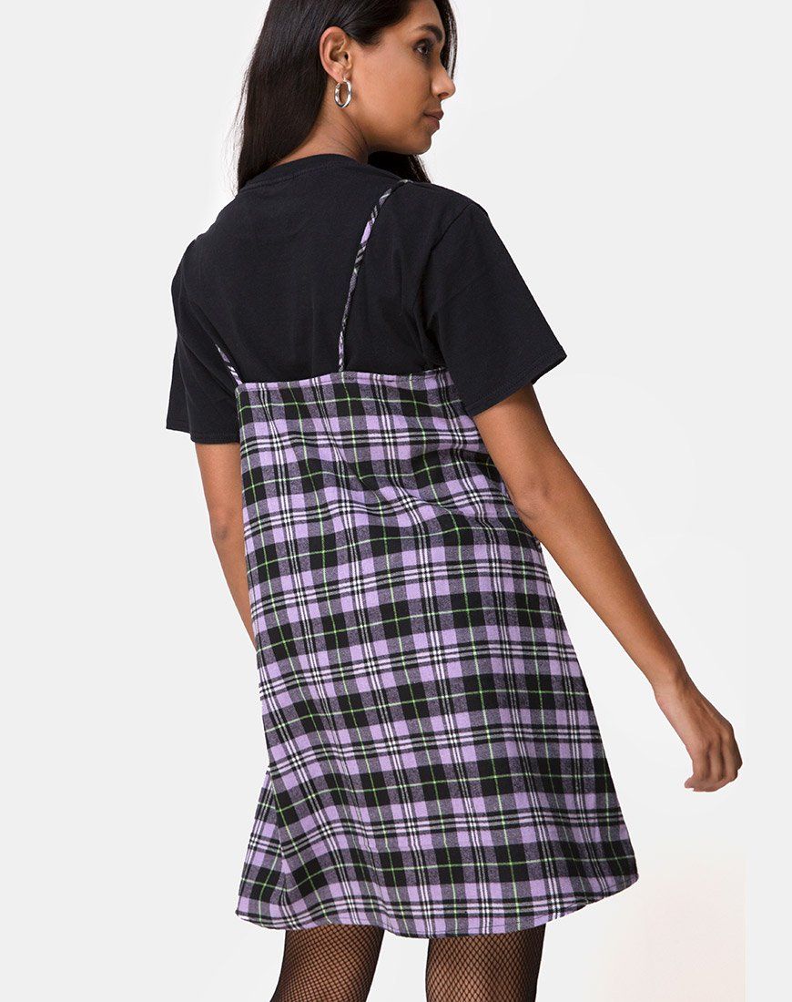 Sanna Slip Dress in Plaid Lilac sold by Motel Rocks product image thumbnail 2