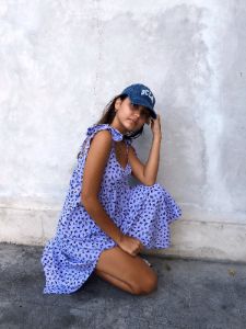 Dorothy Midi Dress in Dainty Daisy Lilac sold by Motel Rocks