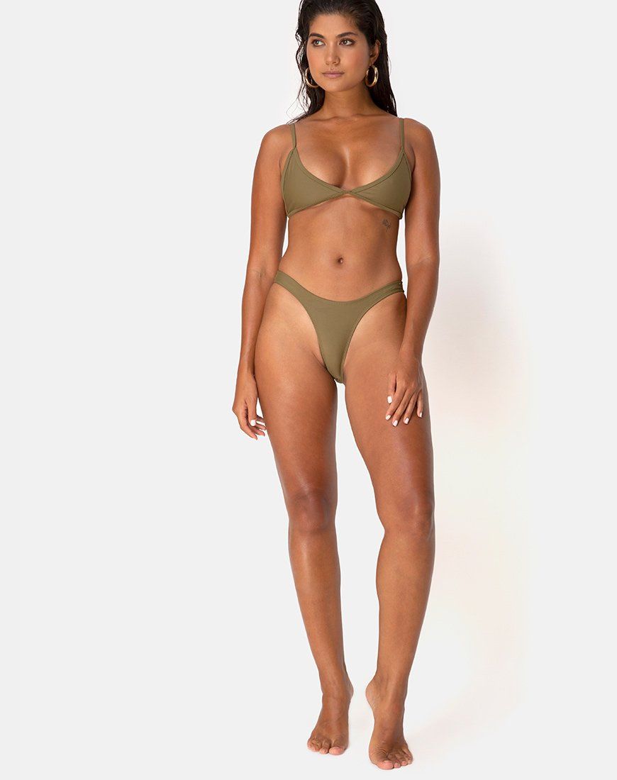 Valda Bikini Bottom in Matte Khaki | Parallel