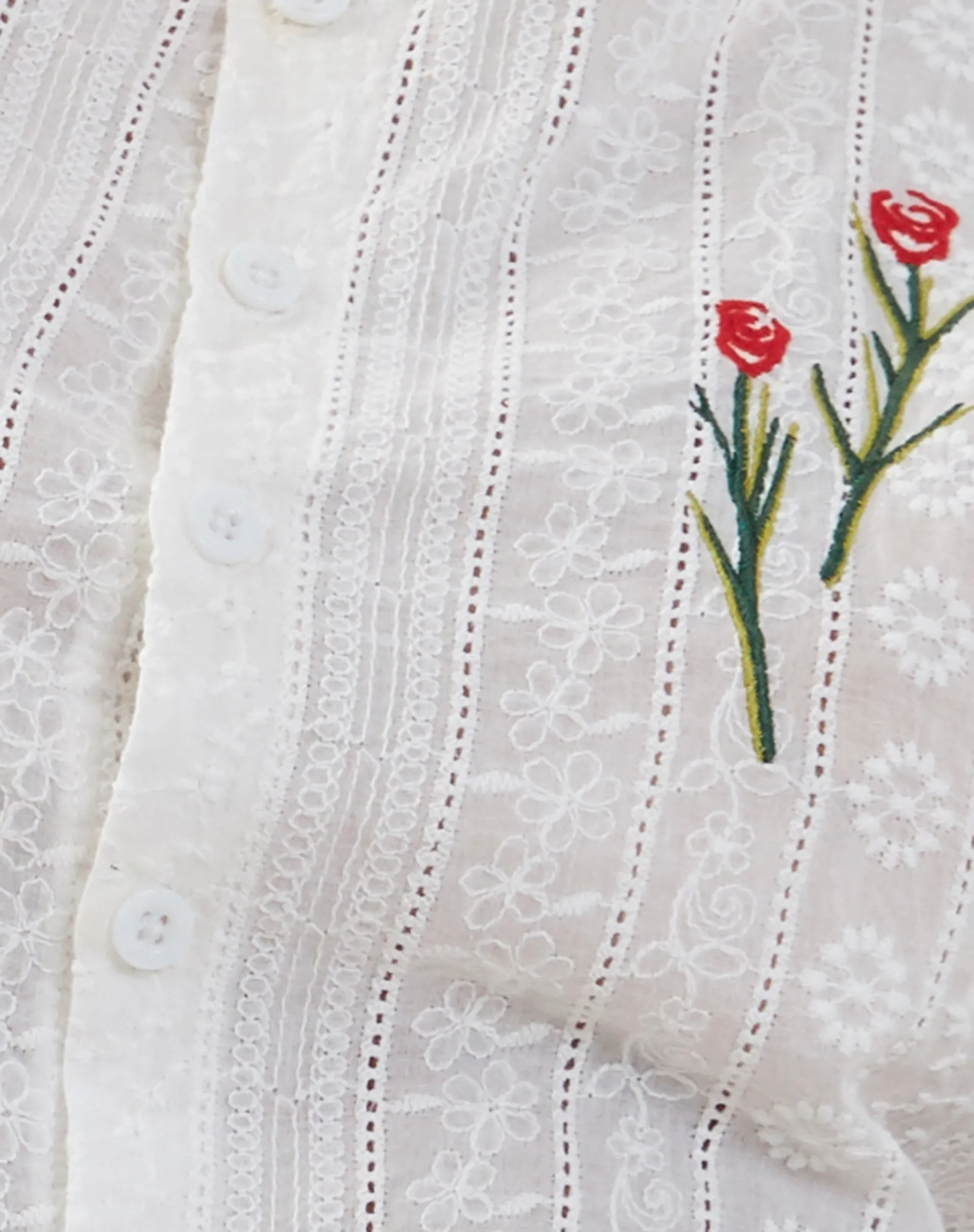 Vezia Broderie Sleeveless Top in White with Rose Embroidery sold by Motel Rocks product image thumbnail 5