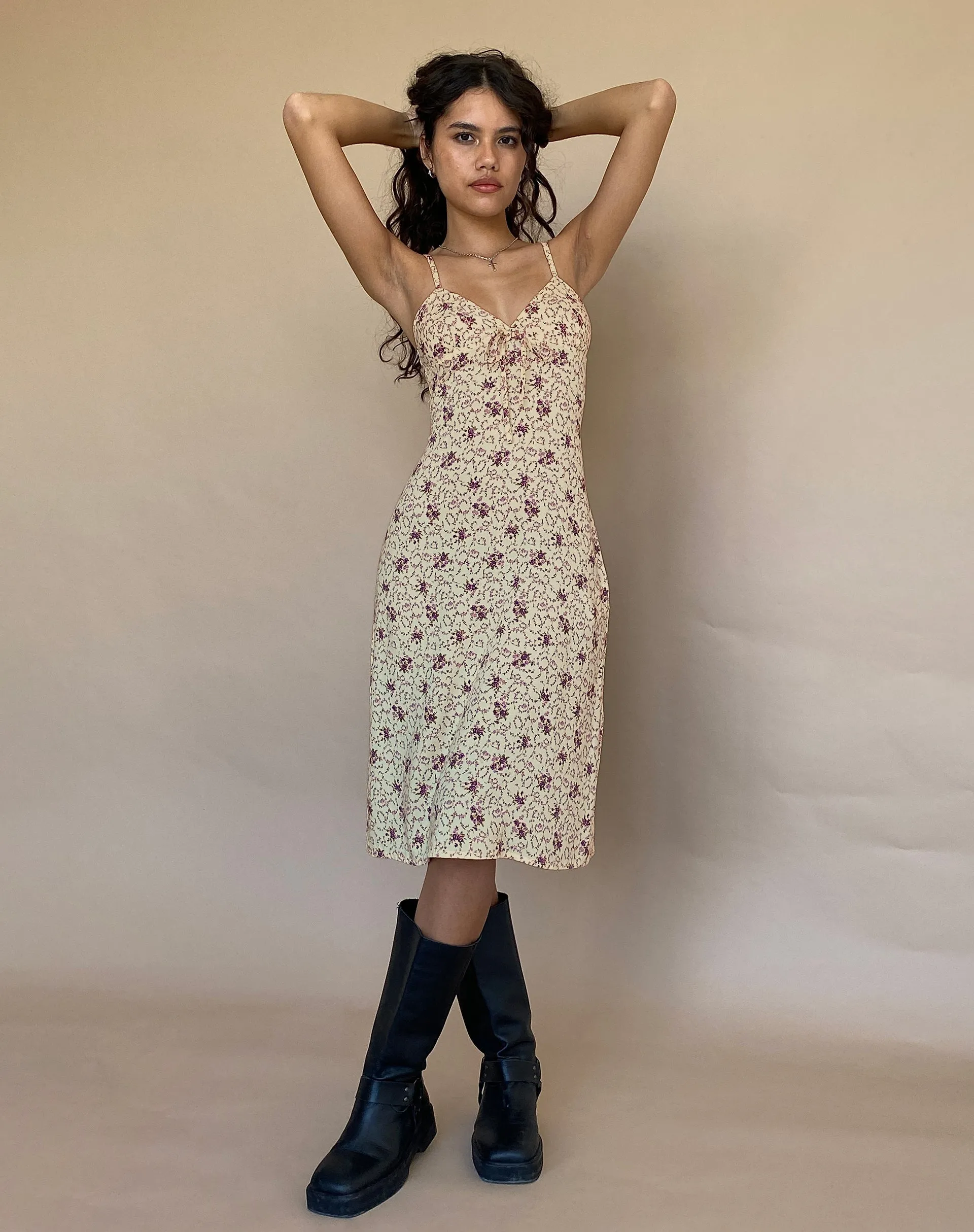 Ronsha Midi Dress in Flower Chain Cream sold by Motel Rocks product image thumbnail 2