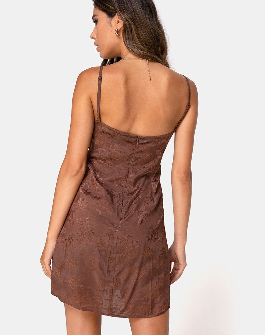 Boyasly Slip Dress in Satin Rose Chocolate sold by Motel Rocks product image thumbnail 2