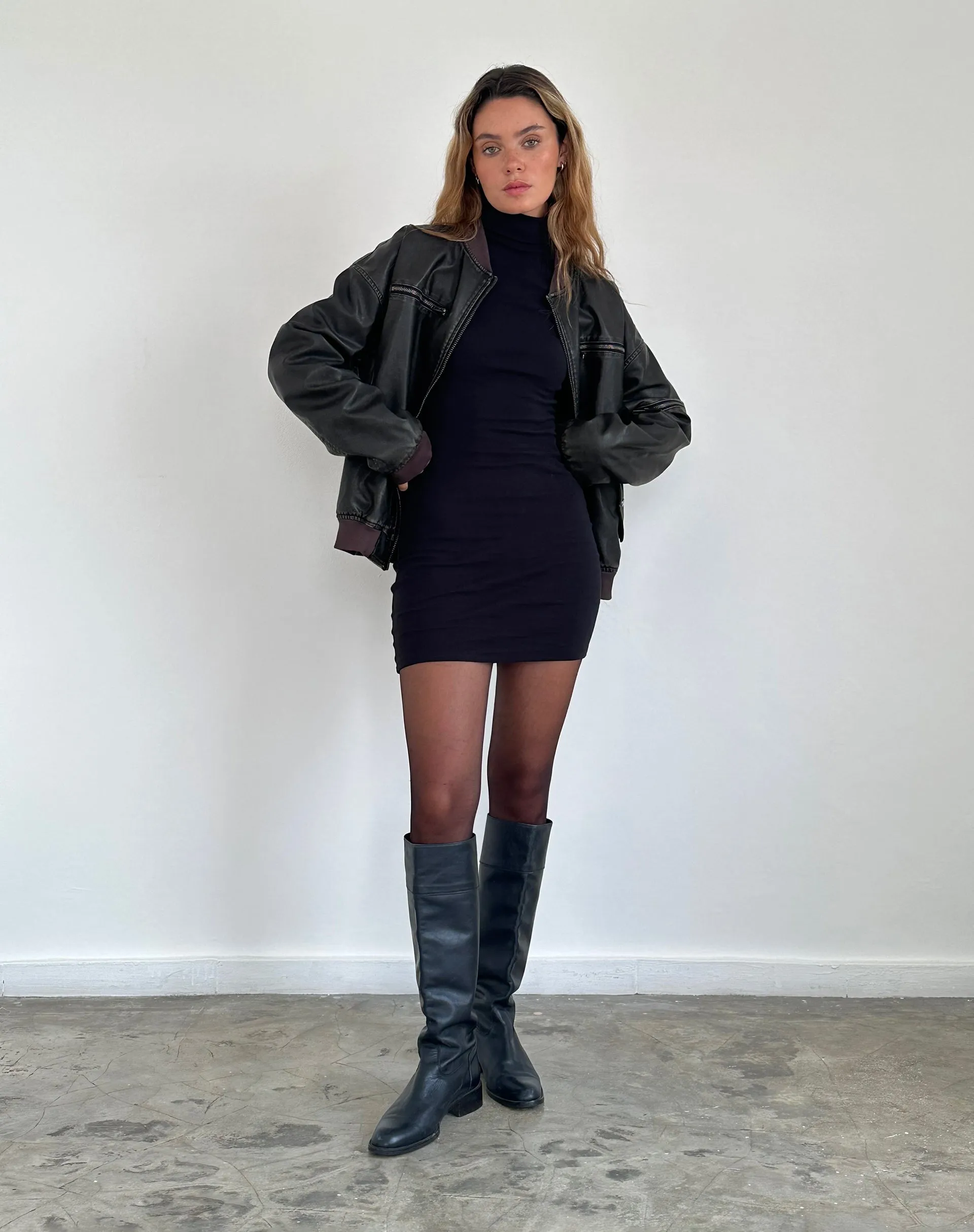 Yrion Turtle Neck Bodycon Mini Dress in Black sold by Motel Rocks product image thumbnail 2