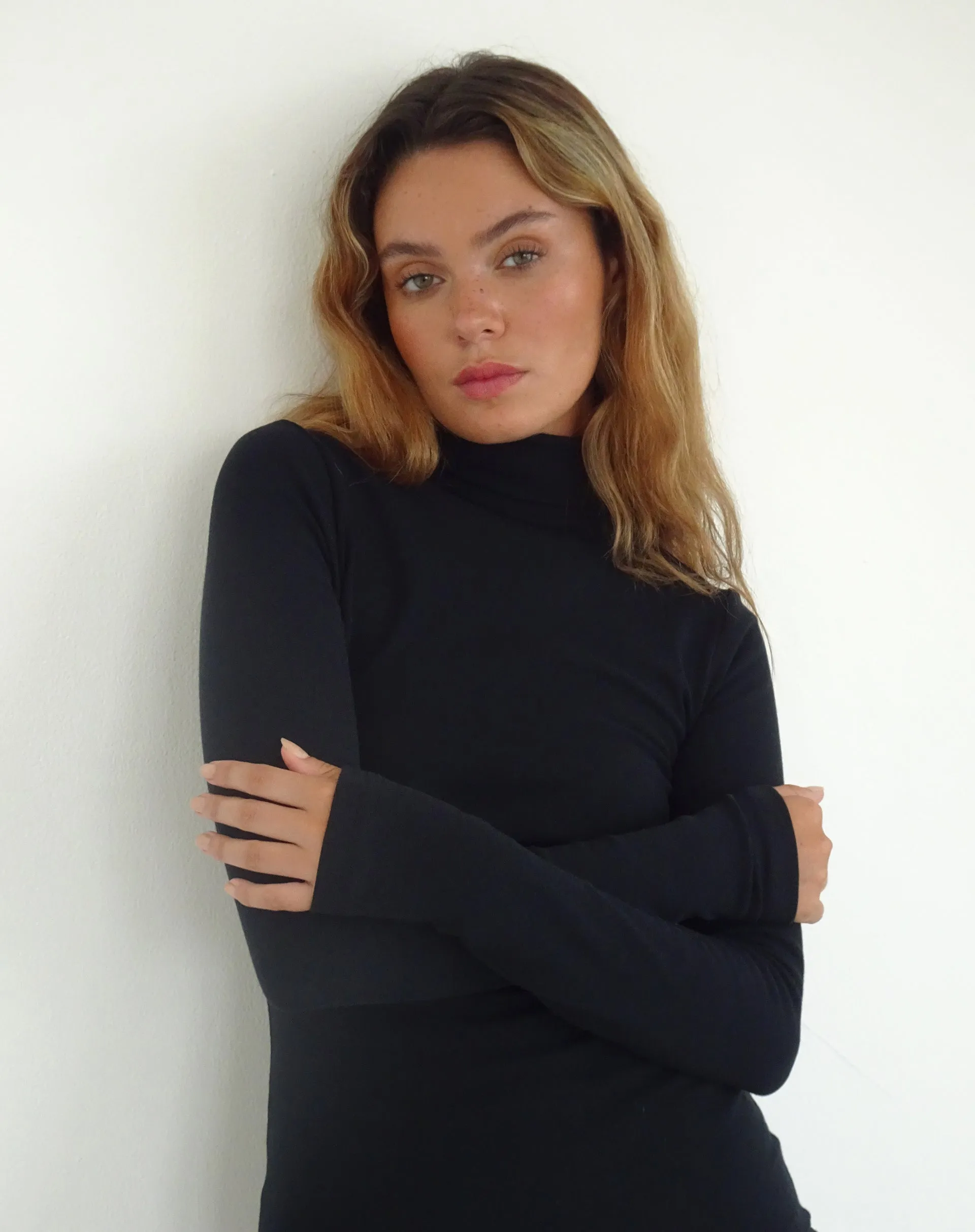 Yrion Turtle Neck Bodycon Mini Dress in Black sold by Motel Rocks product image thumbnail 3