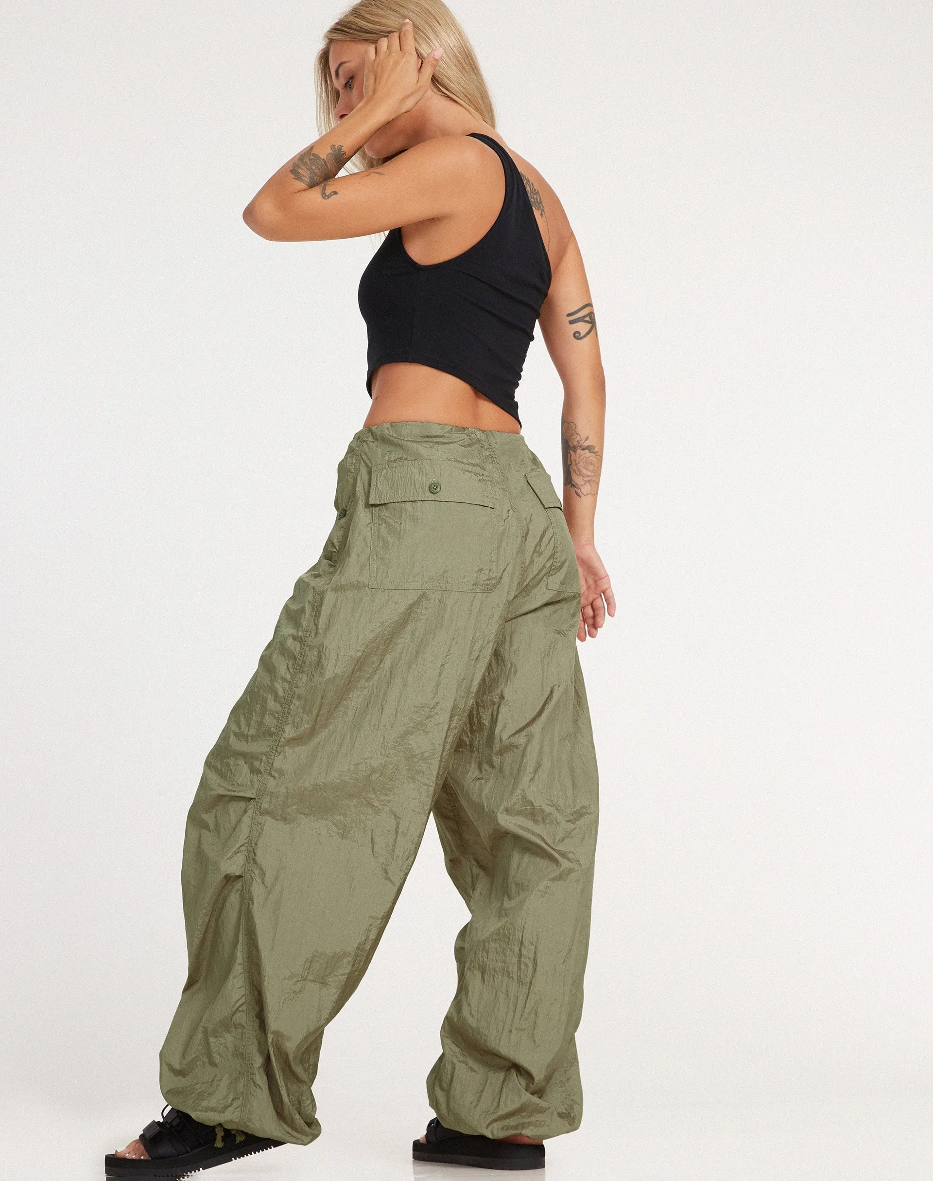 Chute Trouser in Parachute Silver Green sold by Motel Rocks product image thumbnail 4