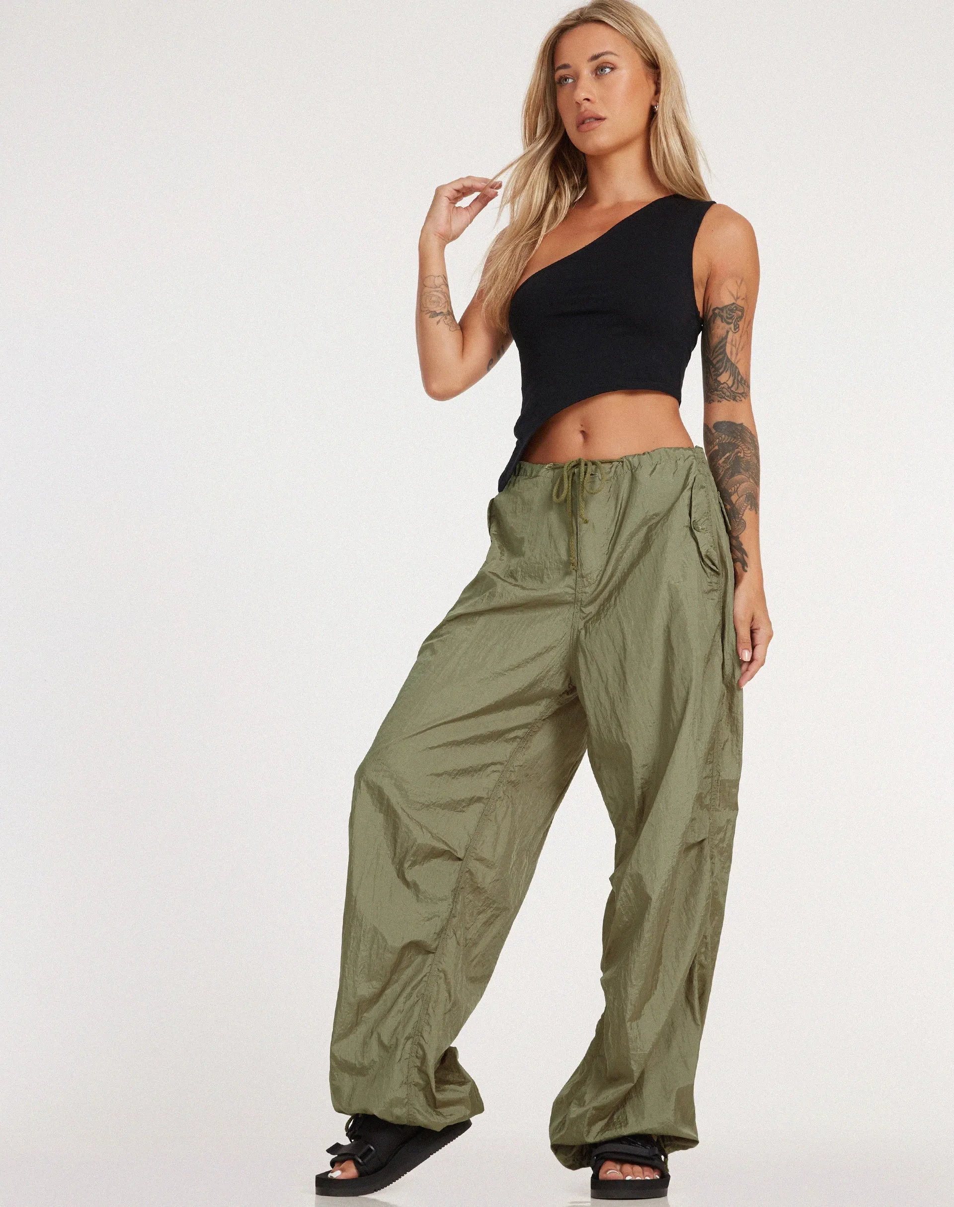 Chute Trouser in Parachute Silver Green sold by Motel Rocks product image thumbnail 3