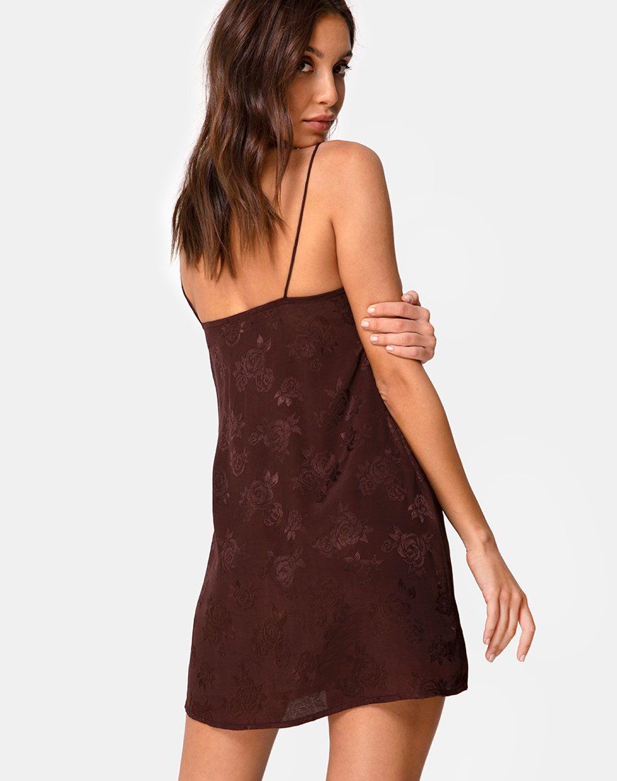 Ronina Mini Dress in Satin Rose Cocoa sold by Motel Rocks product image thumbnail 2