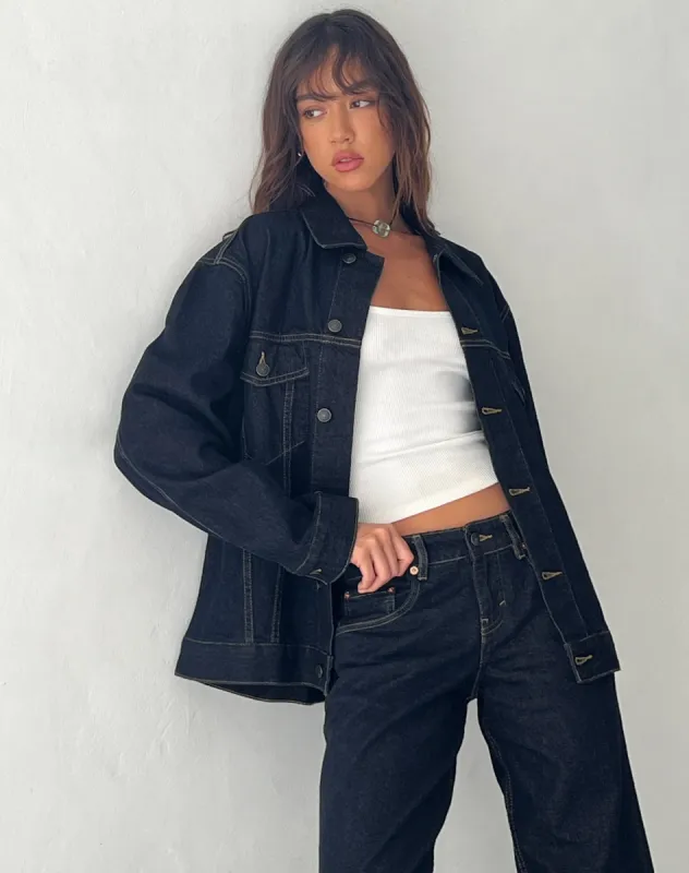Oversized Denim Jacket in Indigo sold by Motel Rocks