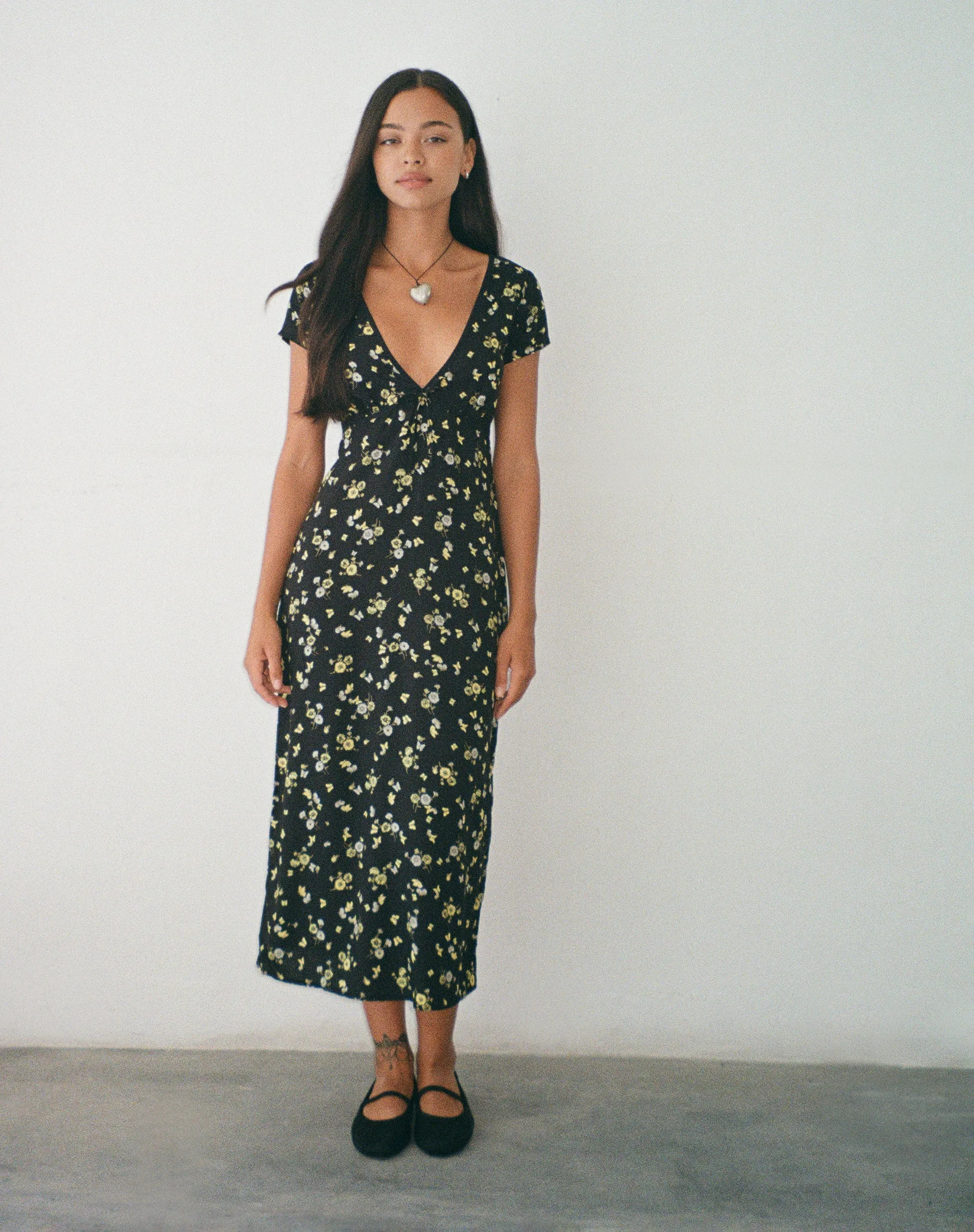 Eviaso Midi Dress in Lemon and Lime Black sold by Motel Rocks product image thumbnail 3