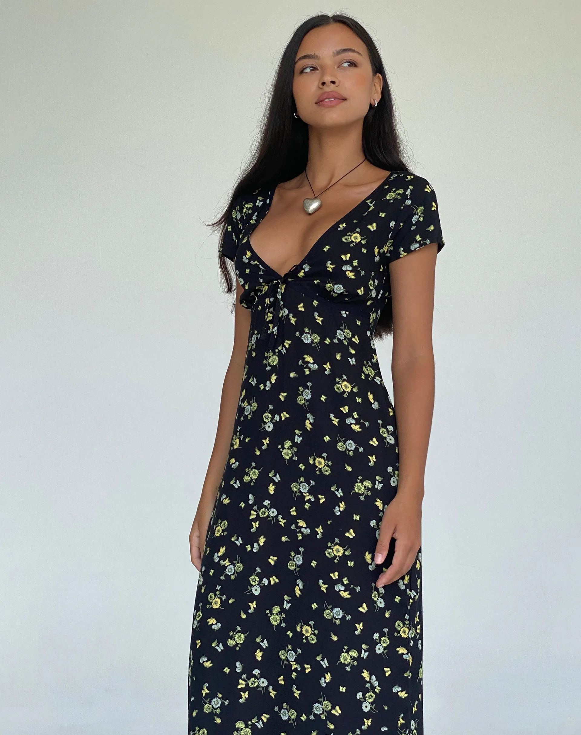 Eviaso Midi Dress in Lemon and Lime Black sold by Motel Rocks product image thumbnail 5
