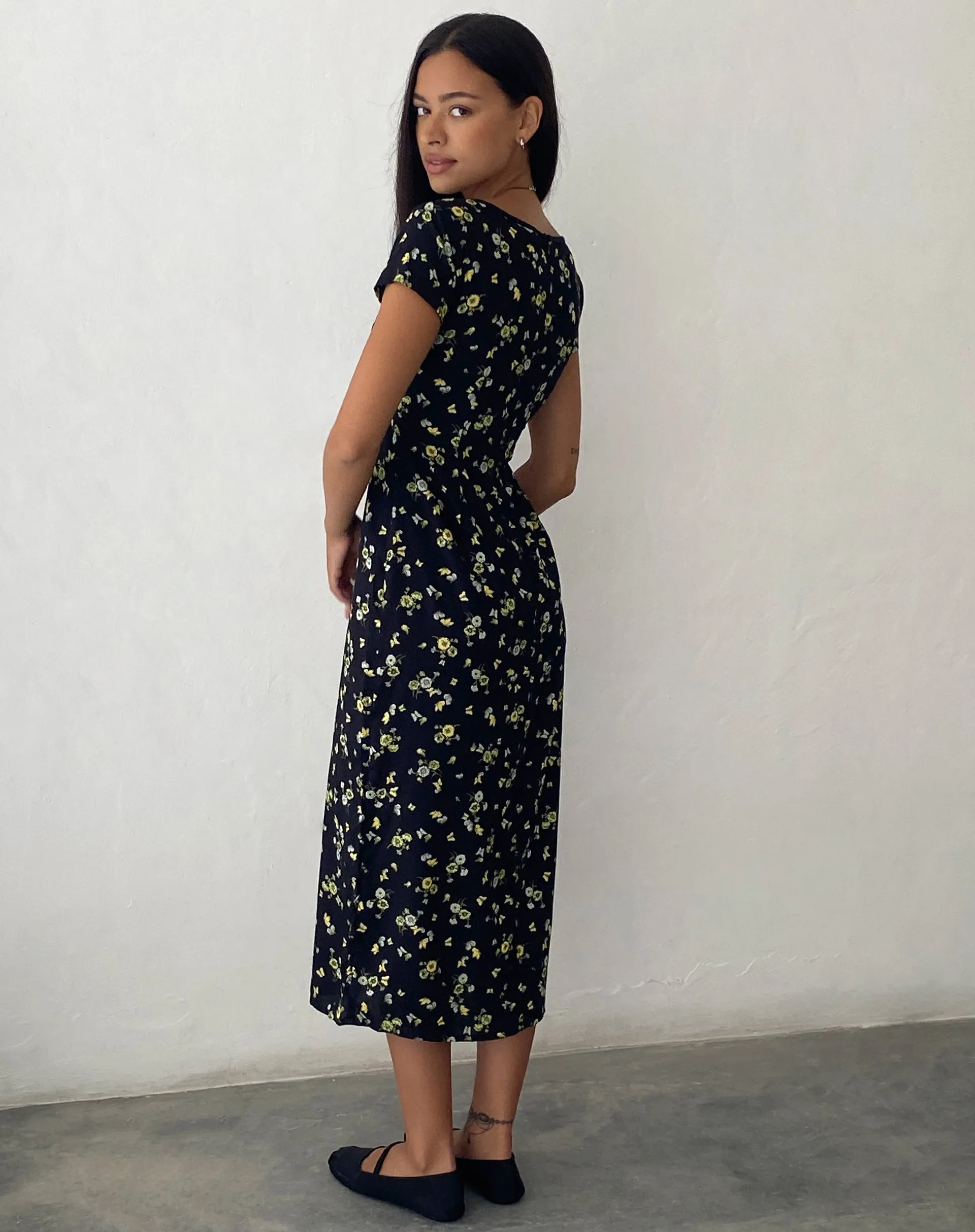 Eviaso Midi Dress in Lemon and Lime Black sold by Motel Rocks product image thumbnail 4