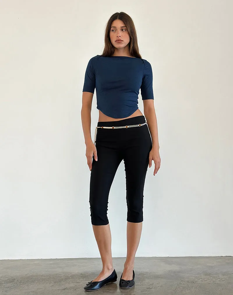 Ralda Curved Jersey Tee in Navy sold by Motel Rocks product image thumbnail 2
