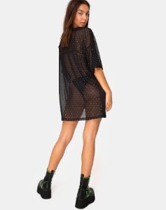 Sunny Kiss Tee in Crystal Net Black sold by Motel Rocks