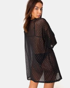 Sunny Kiss Tee in Crystal Net Black sold by Motel Rocks