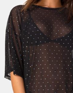 Sunny Kiss Tee in Crystal Net Black sold by Motel Rocks