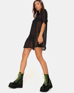 Sunny Kiss Tee in Crystal Net Black sold by Motel Rocks