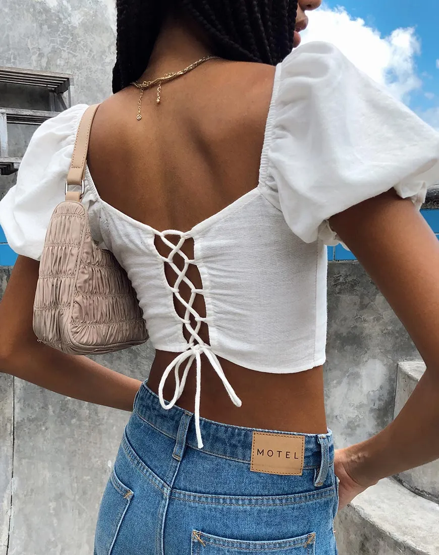 Eunji Crop Top in White sold by Motel Rocks