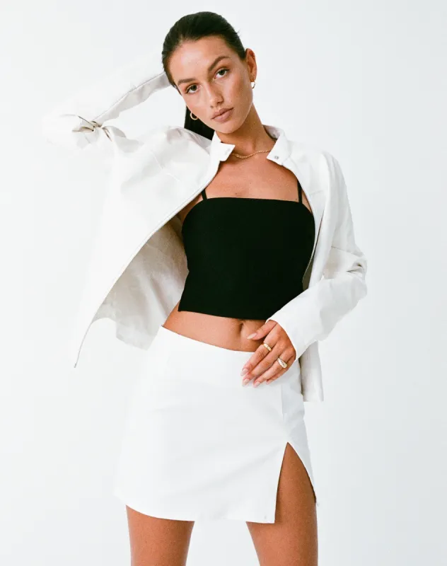 MOTEL X OLIVIA NEILL Pelma Mini Skirt in Twill White sold by Motel Rocks