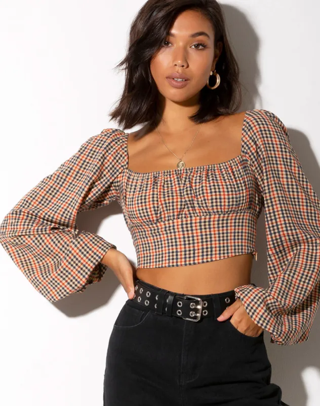 Irene Crop Top in Country Check sold by Motel Rocks