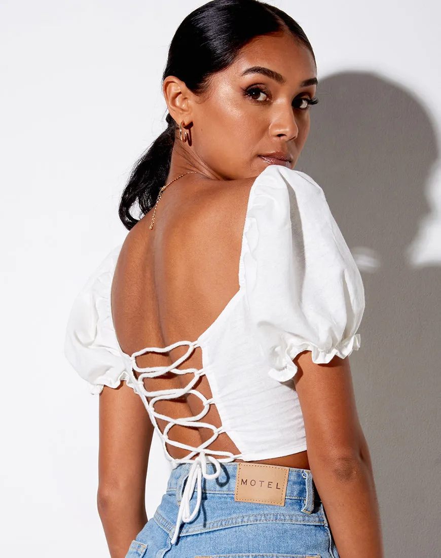 Eunji Crop Top in White sold by Motel Rocks product image thumbnail 2