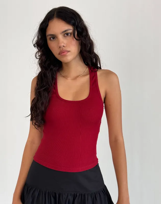 Roxe Ribbed Vest Top in Adrenaline Red sold by Motel Rocks