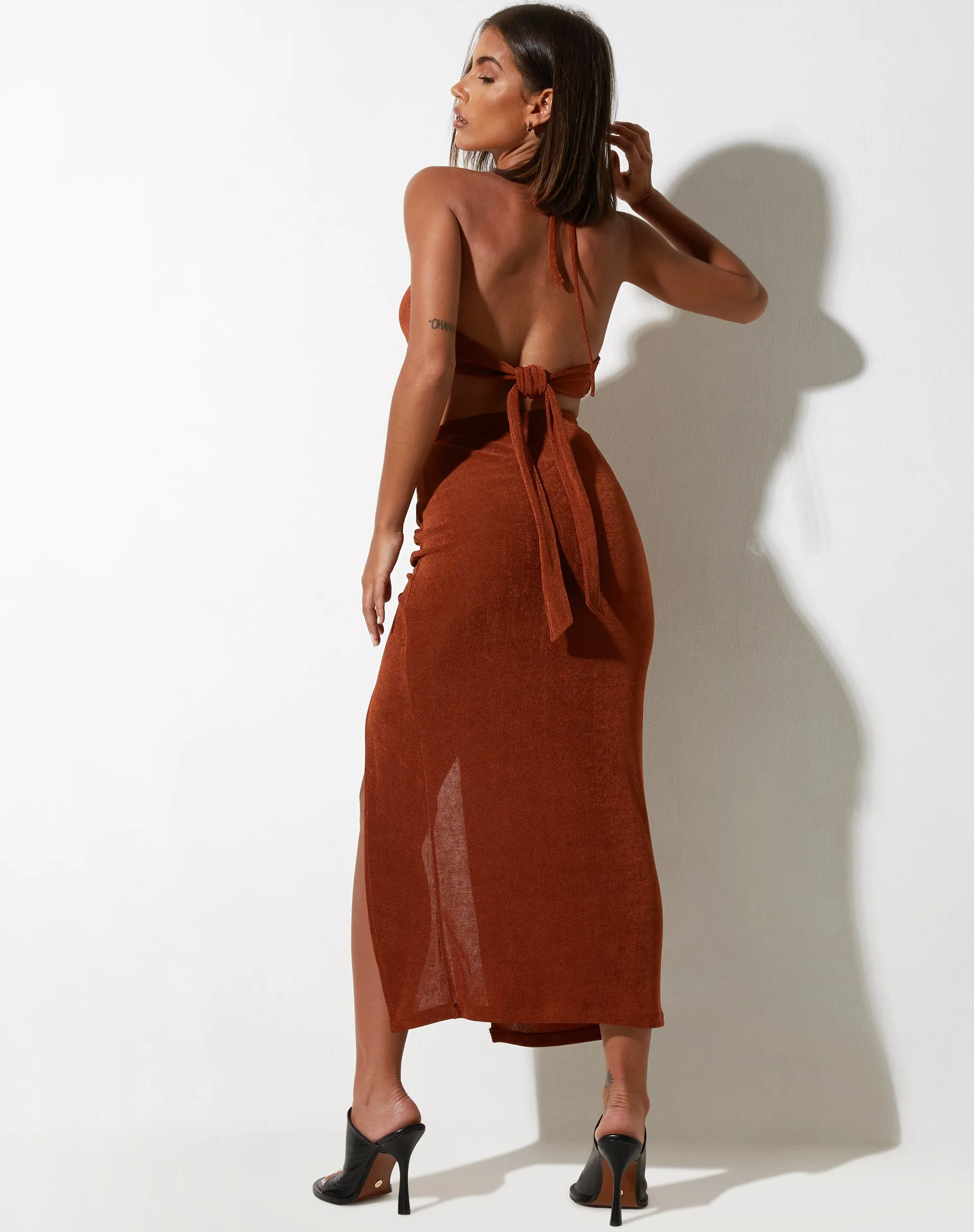 Yessa Crop Top in Crepe Brown sold by Motel Rocks product image thumbnail 4