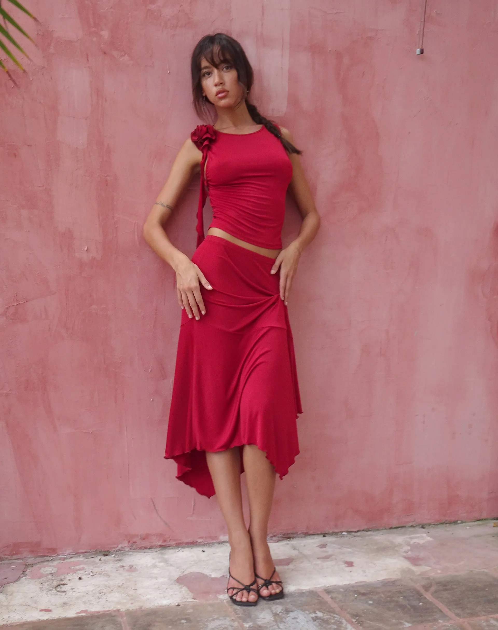 Morena Rosette Top in Red sold by Motel Rocks product image thumbnail 3