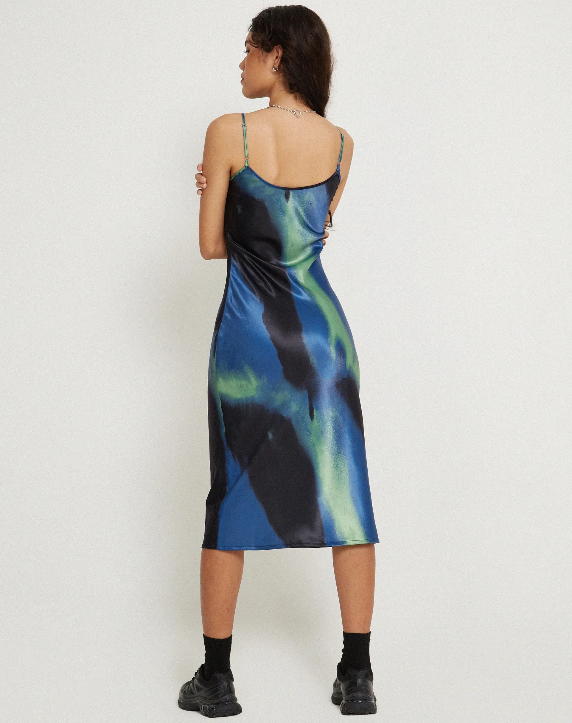 Juvina Midi Dress in Satin Watercolour Navy sold by Motel Rocks product image thumbnail 2